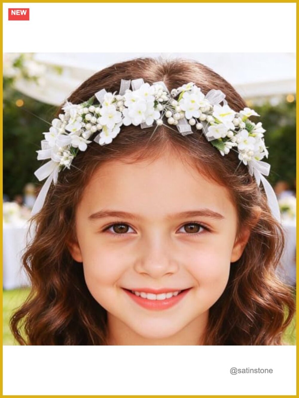 First Communion Flower Girl Headband Pearl Crystal Hair Accessory